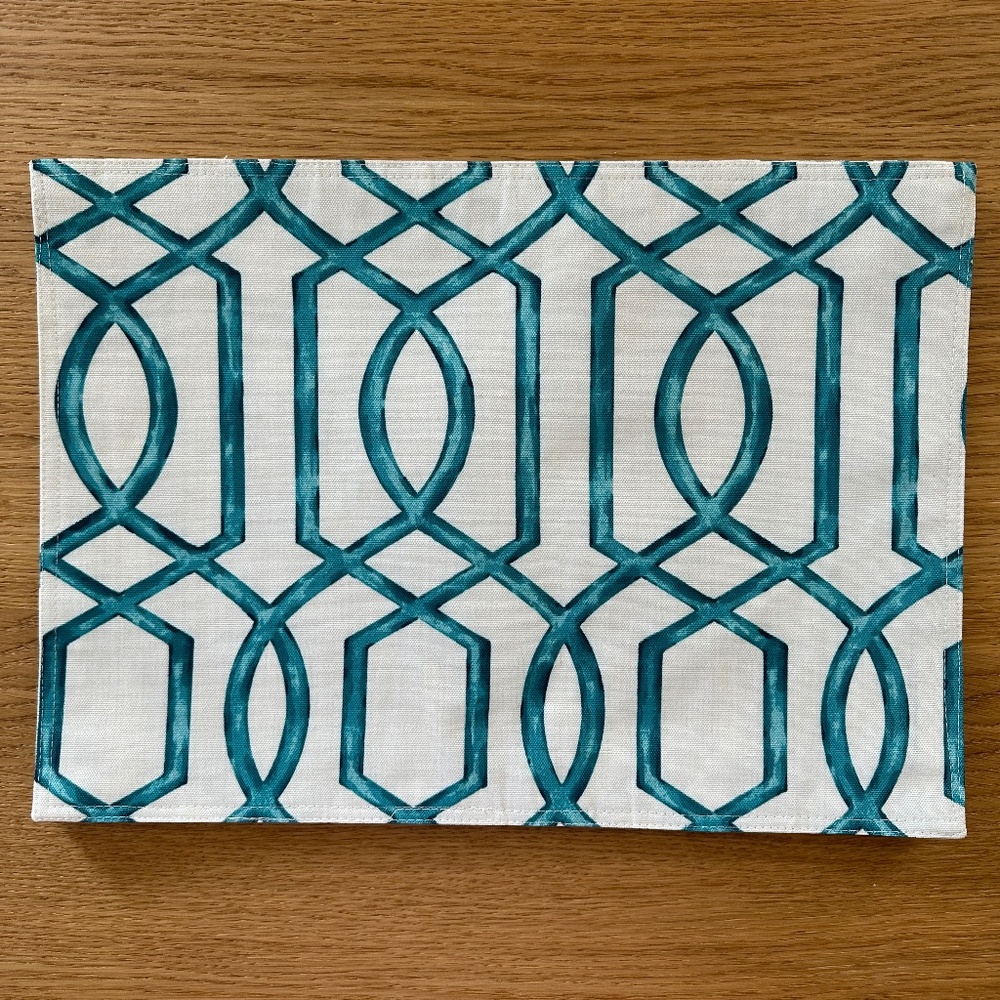 Placemats Set of 4 Geometric Teal Green Pattern